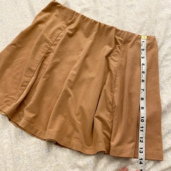3 F21 (juniors) faux suede stretchy skater skirts, tan pink - Picture 3 of 8